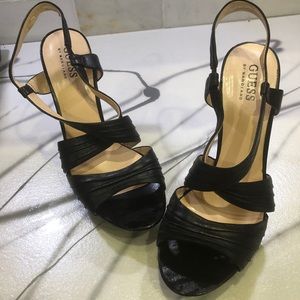 Guess black leather heels
